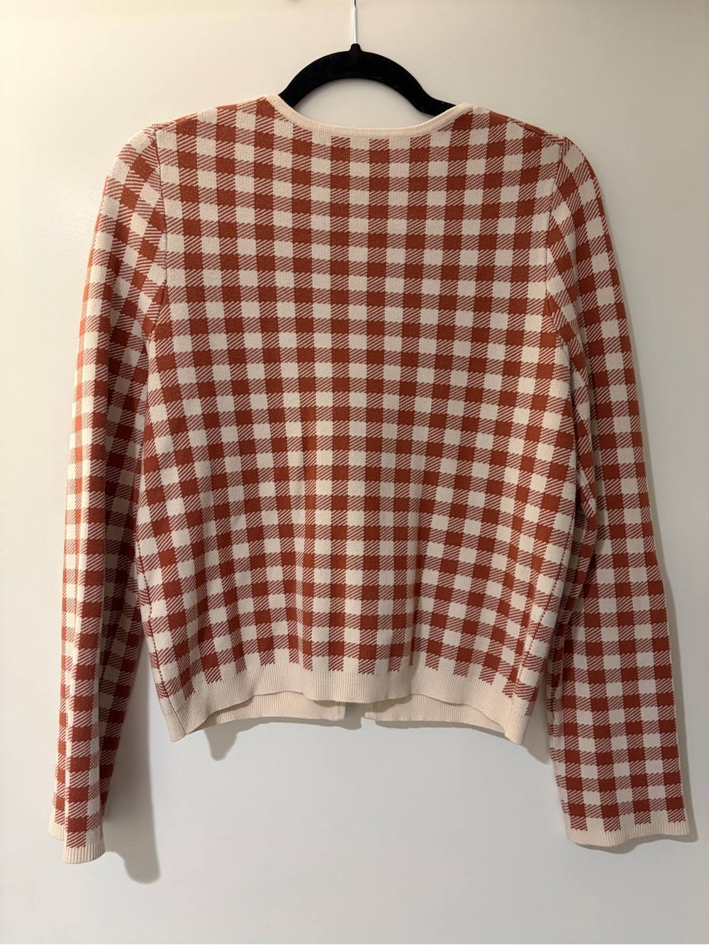 Madewell Rust & Cream Gingham V-Neck Cardigan - Picture 2 of 4